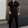 Fatos de treino masculinos Outono Conjuntos masculinos Casual Simples T-Shirt Outfit Sports Top Calças Moda Manga Curta Fitness Jogger