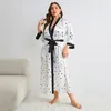 Kvinnors sömnkläder XL-5XL Big Size Bride Bathrobe Dress Women Robe Dressing Gown Lady Long Kimono Nightshirts Home Wear Loungewear