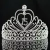 Janefashions Quinceanera Sweet 15 Fifteen 15th Birthday Party Coronas de Clear White Österrikisk strass Tiara Crown Y200807280V