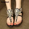 Sandals Rhinestone Luxury Diamond Roma Women Pinch Toe Designer Brand High Quality Buckle Strap Female Flat Sandals Size 35-40 230316