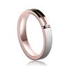 Trauringe Schöne Damen Rose Vergoldung Wolfram CZ Stein Inlay Confort Fit Band Ring Größe 5-12