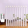 Pacote de 8 velas cônicas LED remotas brancas quentes sem chama, lâmpada realista de cintilação brilhante operada por bateria, velas LED marfim de 28 cm H12233a