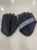Fingerless Handskar Kvinnors mode Half Palm Semi-Finger Pu Leather Rhinestone Gloves Men's Fingerless Hip-Hop Personality Diy Gloves 231128