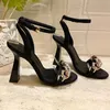 Crystal jewelry fashion ankle strap sandals to wear high heels stiletto heels for women's shoes in the evening party, open-toed shoes cattle chains facto10.5 cm