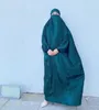 Ethnische Kleidung Frauen Islamisches Full Cover Kleid Dubai Türkei Musliman Maxi Abayas Lady Loungewear Gebetskleidung Eid Mubarak Hijab Djellaba