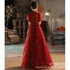 Evening Dresses Wine Red Toasting Gown for the Bride in 2023 Cheongsam Summer Grand and Luxurious Custom Dresses