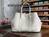 Sac de jardin en cuir véritable portable femme 30 cm Milk Shake peau de vache blanche L avec logo