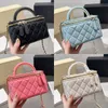 Dames Designer Mini Vanity Met Kettinghandvat Tas Luxe Merk Gewatteerde Kofferbak Schoudertassen Dame Make-up Case Cosmetische Doos Kettingen Riem Crossbody Handtas met Spiegel