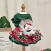 Vêtements pour chiens Chiot Chien Chats Vêtements Fête De Noël Vêtements Pour Chiens Fashon Mignon Rouge Vert Arc Princesse Robe Pour Petit Chien Moyen Caniche 231129