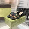 Fashion Women Embroidered Slipper Designer Slides slip on slippers girls platform sandals with box Dust bag size 35-41