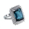 Обручальные кольца высококачественный квадратный синий камень серебряный цвет для женщин великолепная элегантная леди оптом