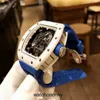 Designer Ri mliles Relógios de luxo Mecânico relógios de pulso legal Fábrica rm055 mens negócios lazer branco cerâmica azul fita masculina 2023 estilo