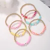 Strand 6pcs/set Bohemian Heart Polymer Clay Bracelets Set Multicolor Multilayer Elastic Beads Bracelet Fashion Women Jewelry