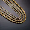 Wholesale 18k Gold Thin Rope Chain Necklace Twisted Rope Gold Silver Plated Chain Stainless Steel Necklace for Women Men