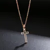 Collier en acier inoxydable pour femmes, chaîne de couleur or et argent, petite croix en or, bijoux religieux 237P