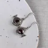 Серьги Fnj Fish 925 Silver Pure Original S925 Серьга стерлингов для женщин ювелирные изделия Red Rose Циркон Marcasite