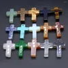 Pendant Necklaces 10pcs Cross Random Color Natural Stone Turquoise Crystal DIY Making Necklace Earrings Jewelry Accessories Gift