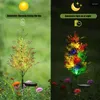 Decorative Flowers Solar Garden Christmas Tree Stake Lights Pine Ground 2 Pack Trees With Multi-Color LED