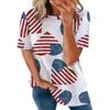 Women's T Shirts For Women Short Sleeve USA Flag Print Casual Tee Summer Casaul O Neck Tops Hiking