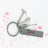 Keychains Wholesale 10 Stainless Steel Keychain Lettering Square Pendant Grandpa Dad Tool Combination