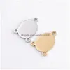 Charms 5st/Lot rostfritt stål spegel polerad geometriska ovala hängsmycken kontakt med tre hål för DIY -smycken som gör drop del dhsuq