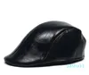 Berets Formal Business Women Men Beret Leather Sboy Cabbie Ivy Cap Black Brown Classical Mode Adjustable Driver Hats