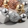 Chains FishSheep Trendy Gold/Silver Color Rhinestone Ball Necklaces Set For Women Statement Long Chain Necklace Party Jewelry Gifts