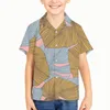Casual shirts voor heren tropische weegbree bladpatroon Kinderen Kid Boy Summer Beach 3D Digitale print Hawaiiaanse mode Losse korte mouw