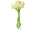 Dekorative Blumen 18 x künstliche Calla-Lilien-Blumenstrauß mit einzelnem langem Stiel, echte Heimdekoration, Farbe: cremig