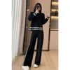 Casual Little Fragrance Sweatshirt Sports Suit Women's 2023 Spring and Autumn Clothes New Fashion High-End Wide Ben Pants Two-Piece Set