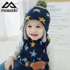 Boinas fofas de algodão de algodão chapéu de lão bebê grossa menina quente menino beanie inverno ouvido crianças capuz infantil conjunto de cachecol