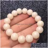 Kralen kralen strengen groothandel 10 stuks natuurlijke witte Bodhi wortel armband ronde kralen zaad dames enkele cirkel armbanden 12 mm Boeddha D Dhar7