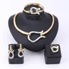 Vintage Retro Nigerian Elegant Gold Silver Plated Necklace Earrings Ring Bracelet Bridal Jewelry Sets For Women Wedding Party225s