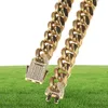 10 mm 12 mm goud Miami Iced Out Cuban Link Chain Stainls Steel Necklace Men039S Hip Hop Jewelry261J8499227
