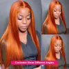 Synthetic Wigs Front Lace Wig 13x4lace Wig Orange Long Straight Hair Body Lace Closerwig Lace Headband