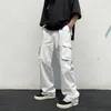 Men's Pants Black/white Casual Pants Men's Fashion Loose Straight Wide Leg Pants Men Streetwear Hip-hop Pocket Cargo Pants Mens Trousers 231128