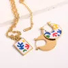 Chains Simple Retro Enamel Craft Fashion Ladies Necklace Earring Set Pendant Clavicle Chain Jewelry Choker