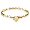 Corrente Coração Cadeia Pulseira Role Link para Mulheres Aço Inoxidável Cor Dourada Love Bangle Valentine Presentes Ajustáveis 15cm a 19cm 231128