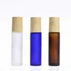 Frosted Thick Glass Roller Bottles with Wood Grain Cap 5ML 10ML Refillable Vials Containers for Essentials Oil,Aromatherapy,Perfume,Lip Obgb