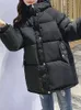 Piumino da donna Parka Viola Giubbotti da donna Cappotto invernale Classico coreano in cotone Comodo solido con cappuccio Cerniere Abbigliamento 231129