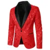 Men's Suits Blazers Men Suit Coat Rose Pattern Bright Jacquard Fabric Contrast Color Collar Party Luxury Design Causal Fashion Slim Fit Men Blazer 231128