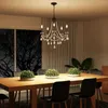 Lustres Senyshilon Cristal Preto para Sala de Jantar Luminárias Sobre Mesa Fazenda 5 Luzes Vela Rústica