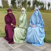 Ethnische Kleidung Frauen Islamisches Full Cover Kleid Dubai Türkei Musliman Maxi Abayas Lady Loungewear Gebetskleidung Eid Mubarak Hijab Djellaba