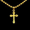 Klassieke stijl kleine kruishanger 18k geel goud gevuld dames heren kruisbeeld hanger Chain276R