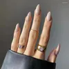 False Nails 24pcs/세트 착용 탈착식 패치 단색 단순한 중간 발레 프레스 손톱 팁 짧은 가짜 예술