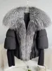 Dames bont faux dikke vrouwen warme puffer jas 90% witte eend donsjas luxe bovenkleding winter echte vos kraag vrouwelijke parka 231129