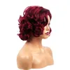 Perucas sintéticas peruca moda feminina vinho vermelho cabelo curto peruca headpiece