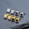 Heren Hip Hop Stud Oorbellen Sieraden Hoge Kwaliteit Mode Ronde Goud Zilver Zwarte Diamanten Oorbel Voor Men334P