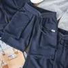 Men's Shorts Navy Blue P44 Cargo Joggers Men Loose Cotton Large Pocket Work Tactical Short Pants Amekaji Casual Knitted