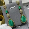 Studörhängen toppkvalitet mode S925 Sterling Silver Zirconia Natural Turquoise Shell Water Drop Crystal Women Jewelry